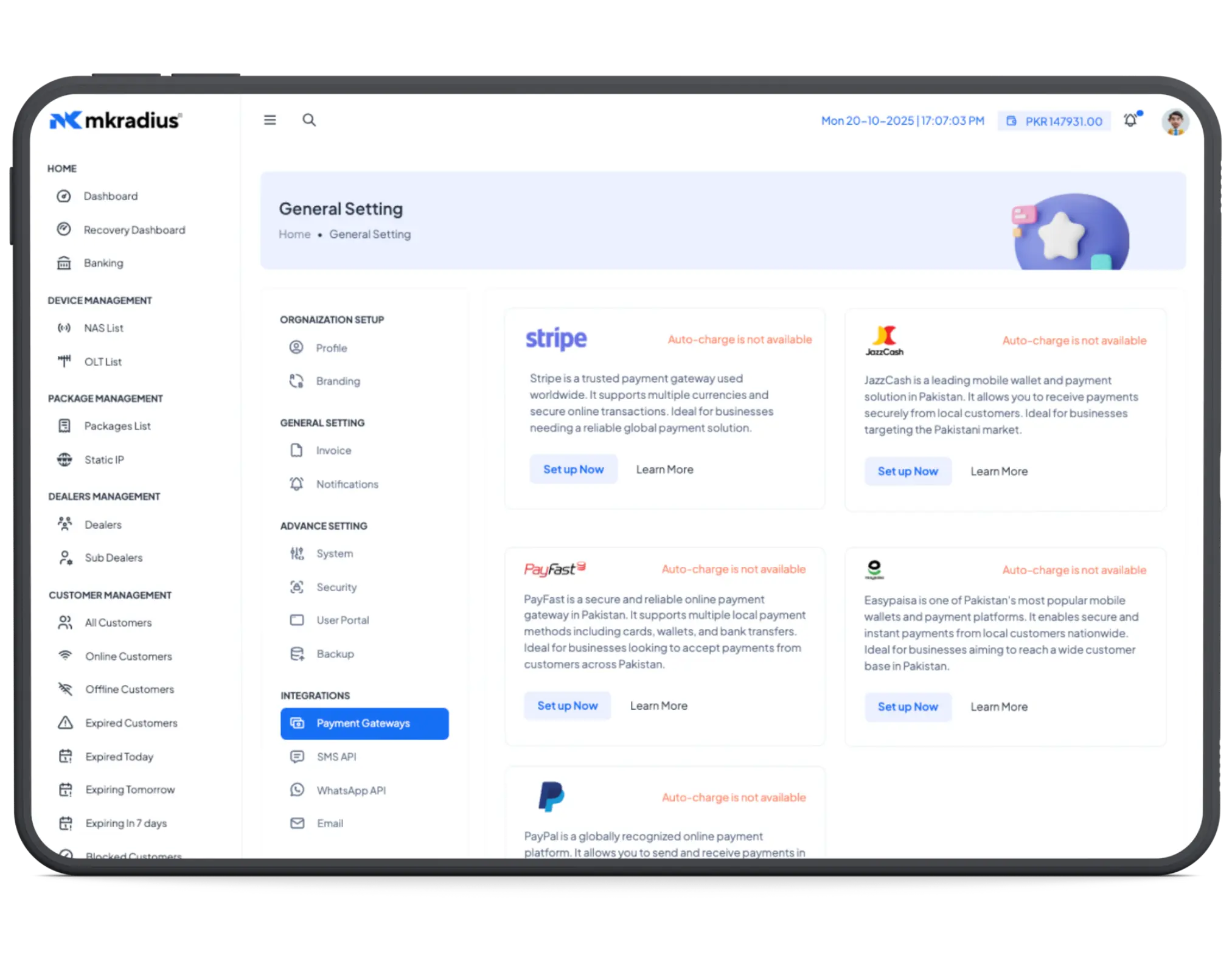 third party integrations in mkradius
